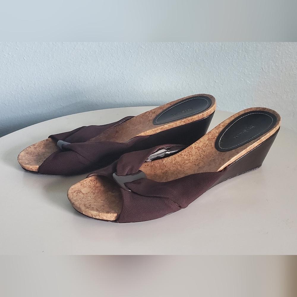Brown and Black Patent Leather Style&Co Wedge Sandal